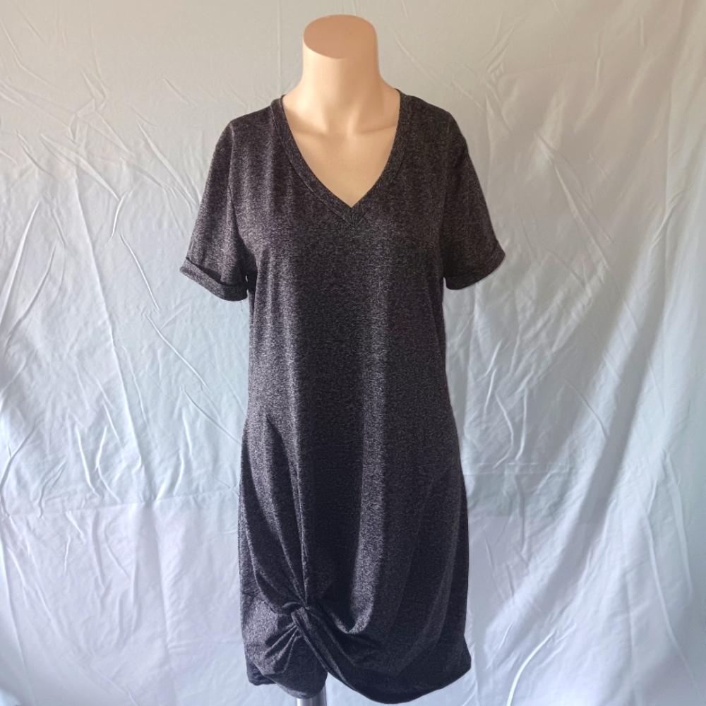 Black V-Neck Short Sleeve Dress